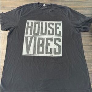 Bella Canvas Mens 3XL House Vibes Graphic T-Shirt Black Short Sleeve Tee